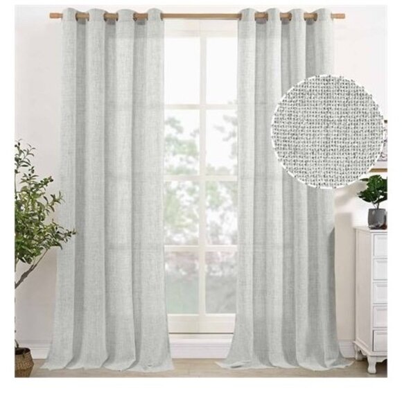 YoungsTex Natural Linen Curtains, 2 Panels, 52x96 Inch - Picture 1 of 2